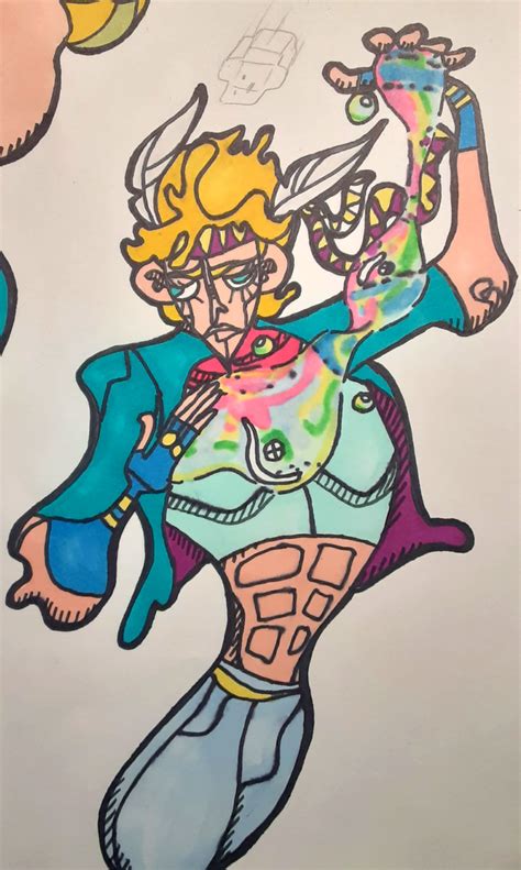 Drawing Jojo Characters In Oingo Boingo Style Everyday Until Stone