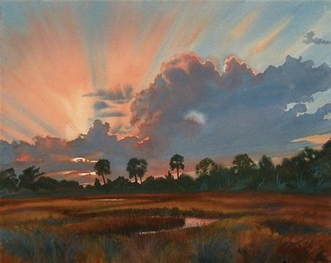 The second step is to decide your medium, there can be a variety of mediums that can be used for painting sunset clouds. In John's plein air watercolor painting, Sunset, Isle of ...