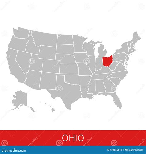 United States Of America With The State Of Ohio Selected Map Of The