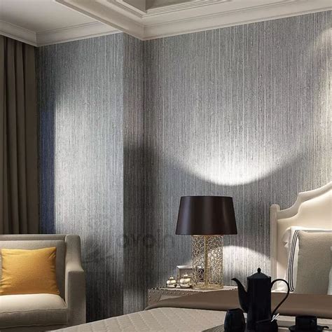 Wholesale Vertical Texture Metallic Silver Faux Grasscloth Modern Wall