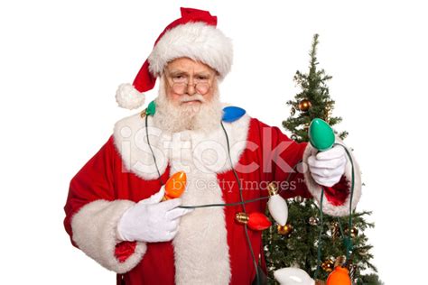 Pictures Of Real Unhappy Santa Claus Decorating Stock Photo Royalty