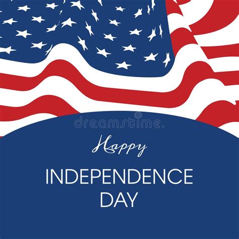 Happy Independence Day Poster With Waving American Flag Vector Stock