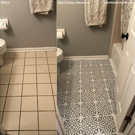 Toledo Tile Stencil Painted Bathroom Floors Brown Tile Bathroom