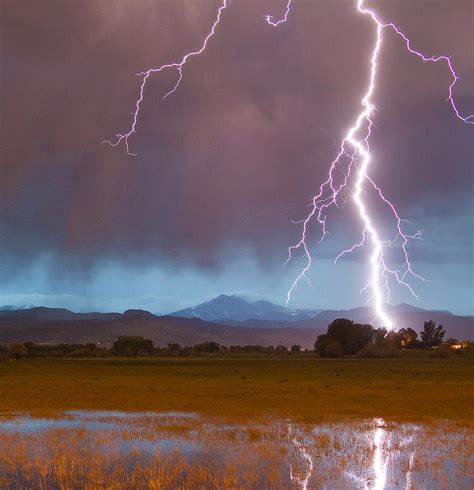 Lightning Striking Longs Peak Foothills 5 Crop Photograph By James Bo