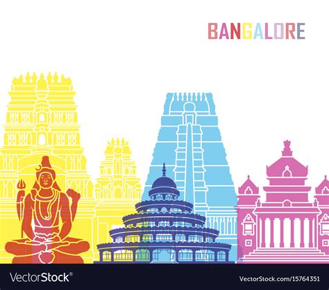 Bangalore Skyline Pop Royalty Free Vector Image
