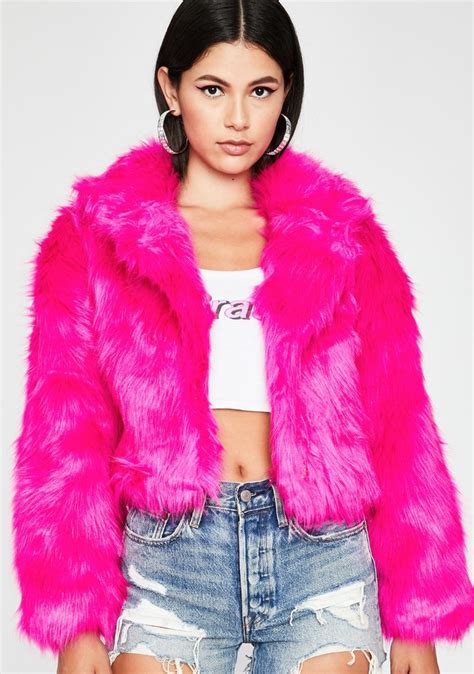 hot pink faux fur jacket dolls kill in 2020 faux fur cropped jacket sweet 16 outfits fur