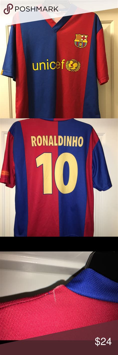 Ronaldinho Youth Soccer Futbol Barcelona Jersey M Barcelona Jerseys