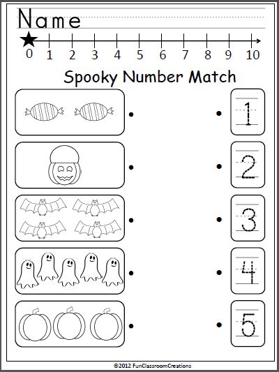 Halloween Number Match Made By Teachers Preschool Kindergarten Worksheets