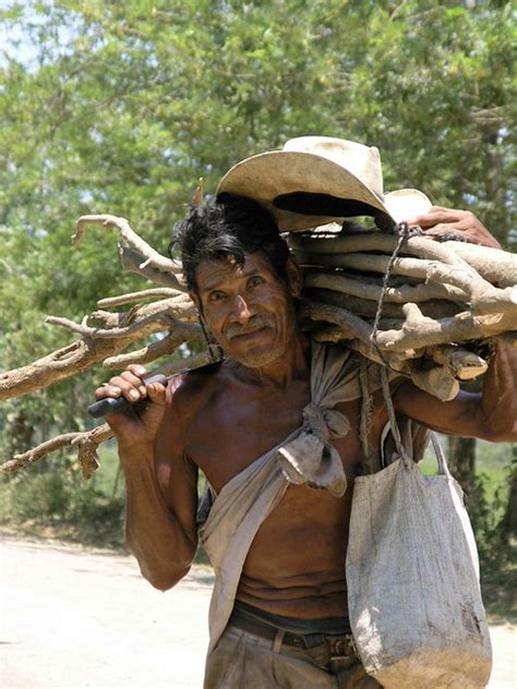 Hombre Cargando Leña Y Su Sombrero Man Carrying Firewood And His Hat