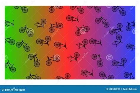 Colorful Background With Many Bicycles Vector Illustration Stock