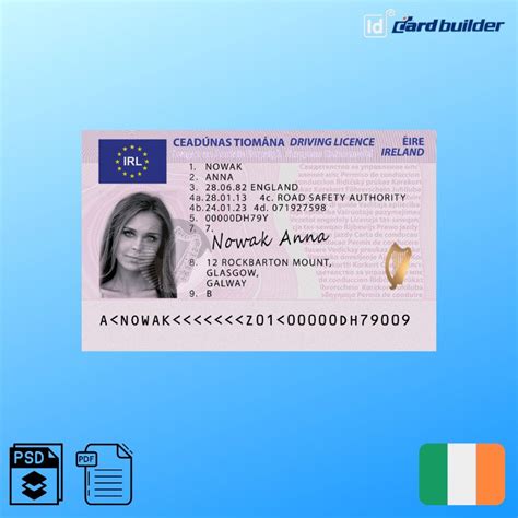 Ireland Drivers License Template Irish Dl