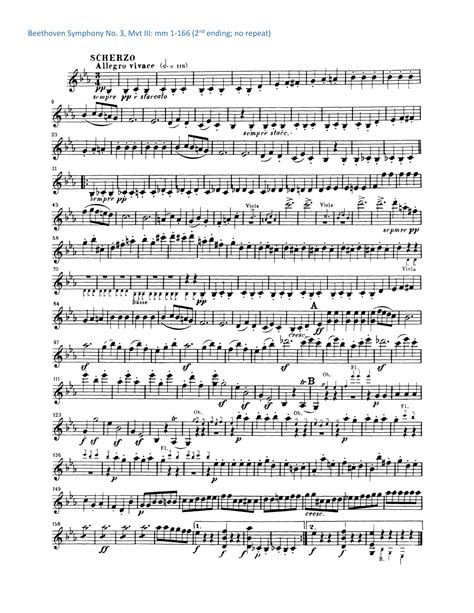 Beethoven Symphony 3 Scherzo Violin Audition Excerpt Free Sheet Music