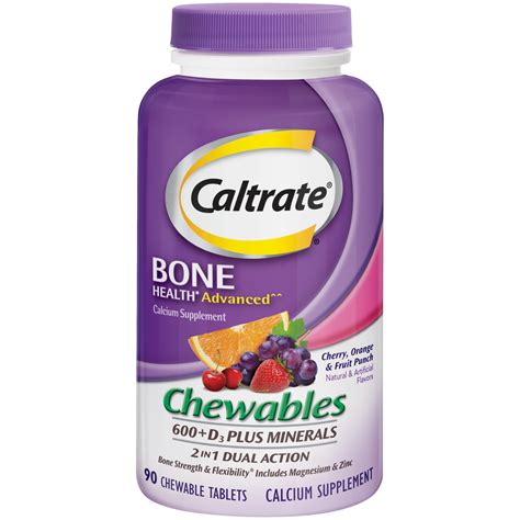 Caltrate Chewables Calcium Vitamin D Supplement 90 Count