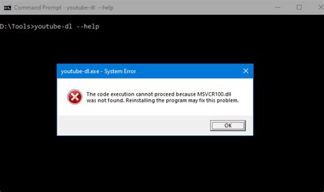Fix Youtube Dl Error Msvcr100dll Not Found In Windows Winhelponline