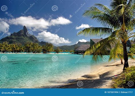 Beautiful Beach On The South Pacific Island Of Bora Bora Stock Photo
