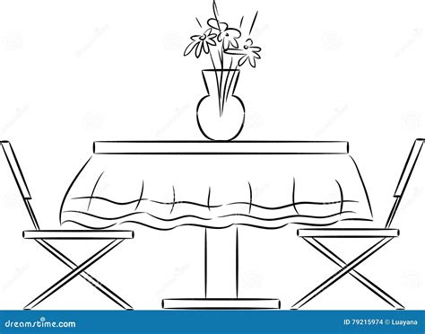 Sketch Of Kitchen Table And Chairs Stock Vector Illustration Of
