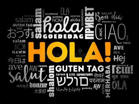 Salutation De Hola Bonjour En Nuage Espagnol De Mot Illustration Stock