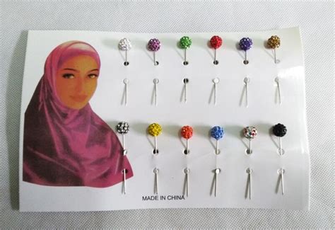 brooch hijab pins muslim brooches wholesale 12pcs crystal ball muslim for women safety scarf