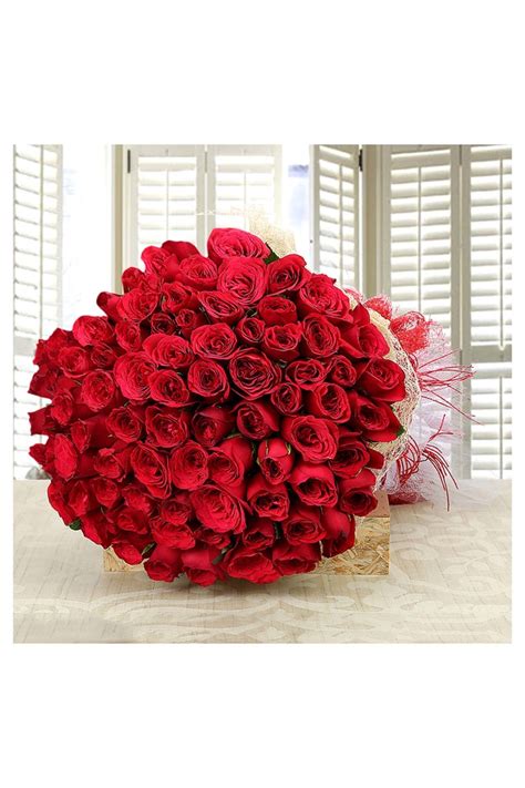 Buy Ferns N Petals Red Love And Love Rose Flower Bouquet Bunch Of