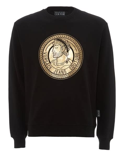 Versace Jeans Couture Mens Golden Foil Sweatshirt Black Logo Sweat