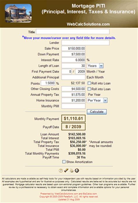 Check spelling or type a new query. mortgage calculator with taxes and insurance and extra payments