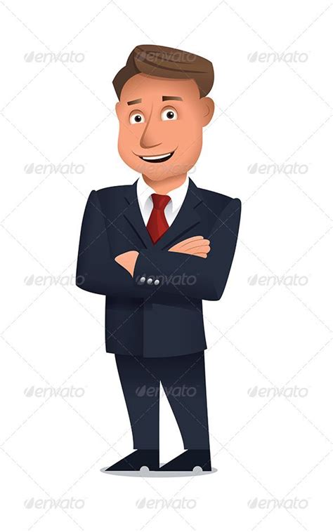 Confident Businessman Cartoon Character Pictures Business Man Arms Crossed