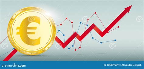 Euro Grafico Di Crescita Dorato Della Moneta Illustrazione Vettoriale