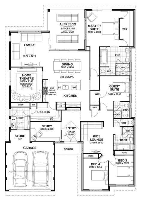 House Plans With 4 Bedrooms Floor Plans Roomsketcher Browse 4
