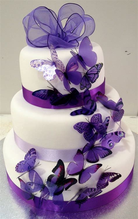 Beautiful Purple Cake With A Butterfly Decor And Lace Trim ️ Purple