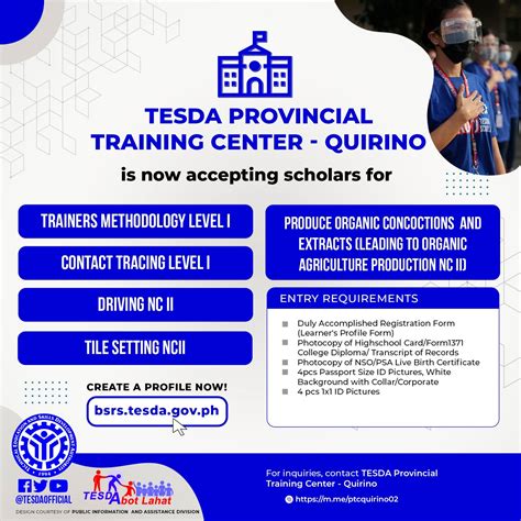 5 Tesda Scholarship Courses At Ptc Quirino Up Daily