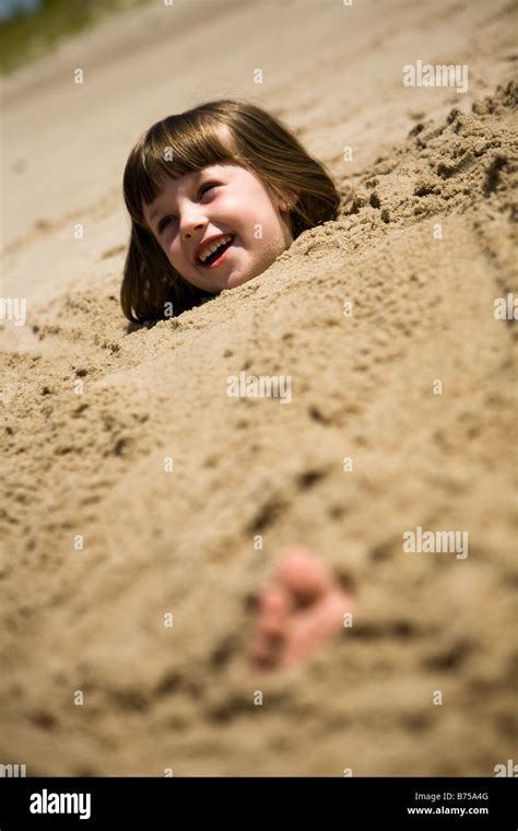 Girl 4 Buried To Neck In Sand With Toe Sticking Out Grand Beach