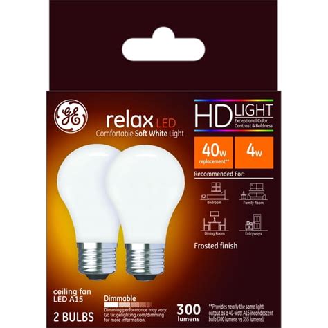 Ge Led 4w Hd Relax Soft White A15 Ceiling Fan Frosted Finish Medium