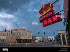 Lightening and summer storm clouds above main street, Miles City ...