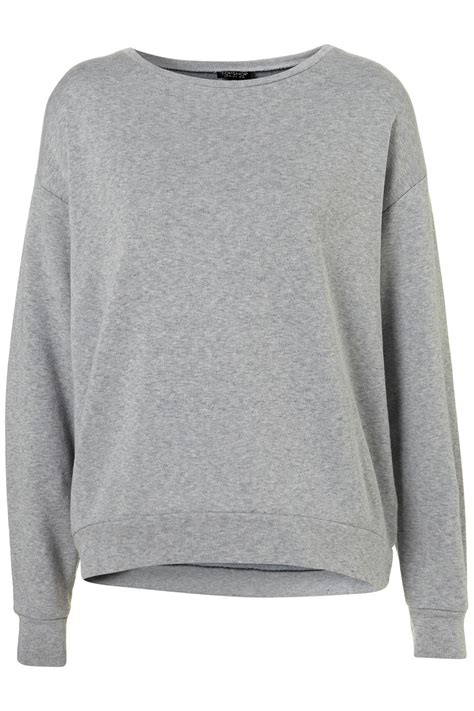 Topshop Curve Hem Sweater In Gray Lyst