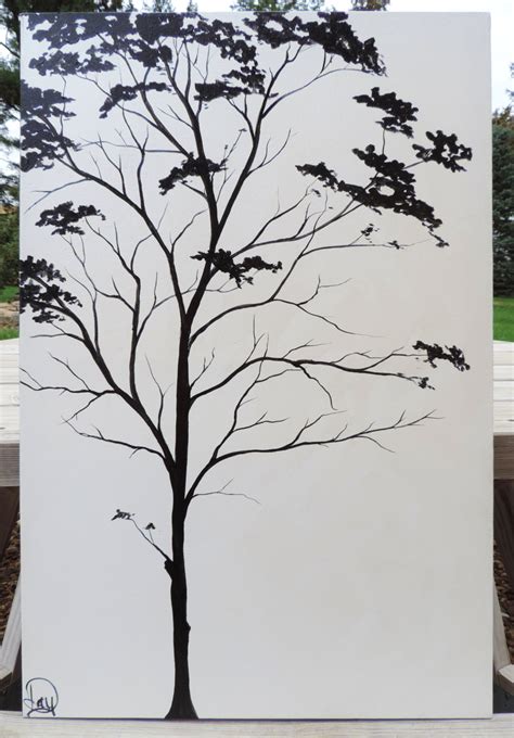 Abstract Tree Painting Abstract Painting Black And White Etsy
