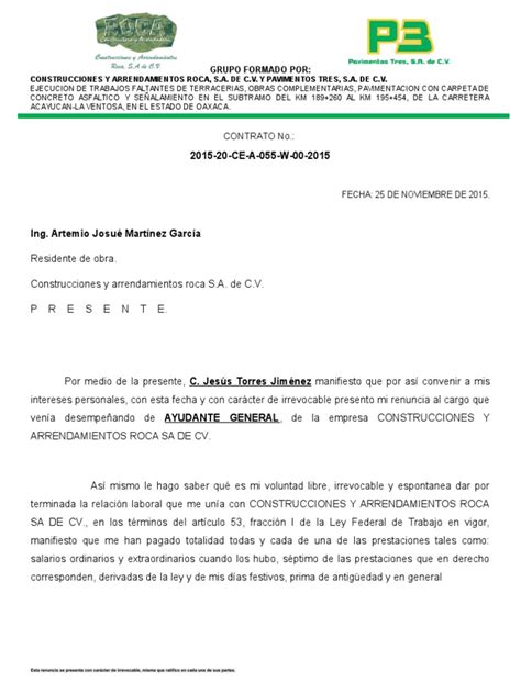 Carta De Renuncia Irrevocable Gobierno Política Free 30 Day Trial