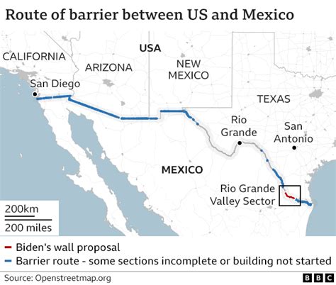 Biden Approves New Section Of Border Wall As Mexico Crossings Rise Bbc News