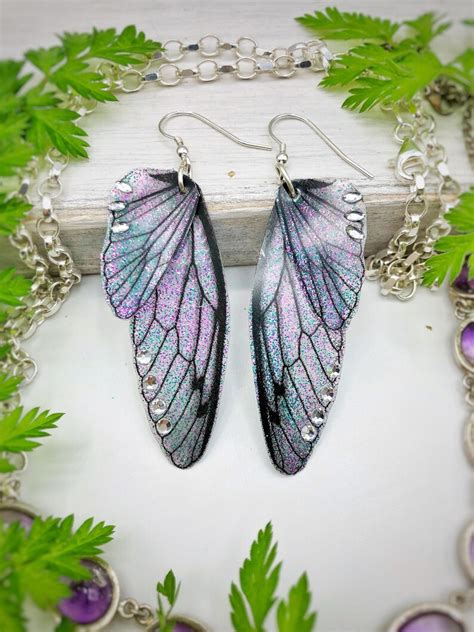 fairy wing earrings pink and green fairy wings butterfly etsy