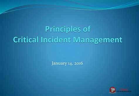 Critical Incident Management Principles Oneill Paragon Solutions