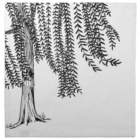 Weeping willow tree drawing black and white. Black and white Weeping Willow Tree Cloth Napkin | Zazzle ...