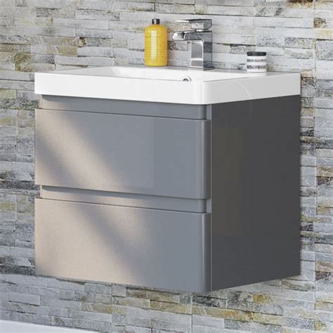600mm Denver Ii Gloss Grey Built In Basin Drawer Unit Wall Hung Bathempire Bathroom