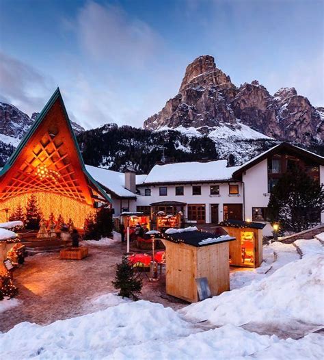 Corvara At Night Alta Badia Dolomite Mountains In The Alps Italy