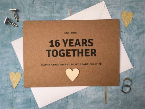 Personalised Custom 16th Anniversary Card 16 Years Together Etsy