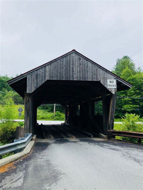 Power House Covered Bridge In Johnson Vermont Spanning Gihon River