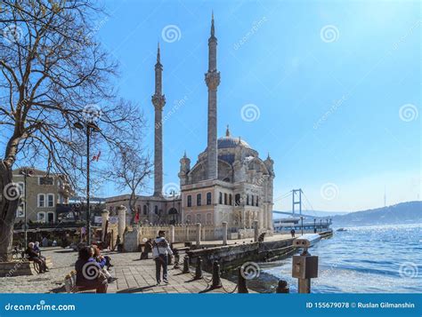 Istanbul Turkey March 26 2019 View Of Ortakoy Mosque And Bosphorus