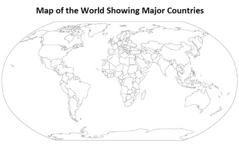Word World Map Outline With Country Names Printable