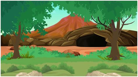 Premium Vector Cave In The Jungle Scene For Cartoon Background