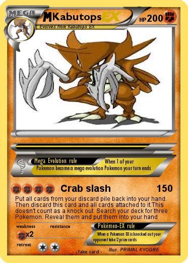 Not very effective against (0.71x) very ineffective against (0.51x). Pokémon Kabutops 259 259 - Crab slash - My Pokemon Card