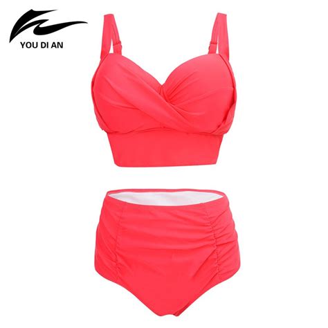 sexy push up plus size two piece swimwear high wasit design solid color lake green swimsuits