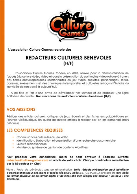 Culture Games recrute des rédacteurs | Culture Games - Culture, Encyclopédie et Histoire du jeu ...
